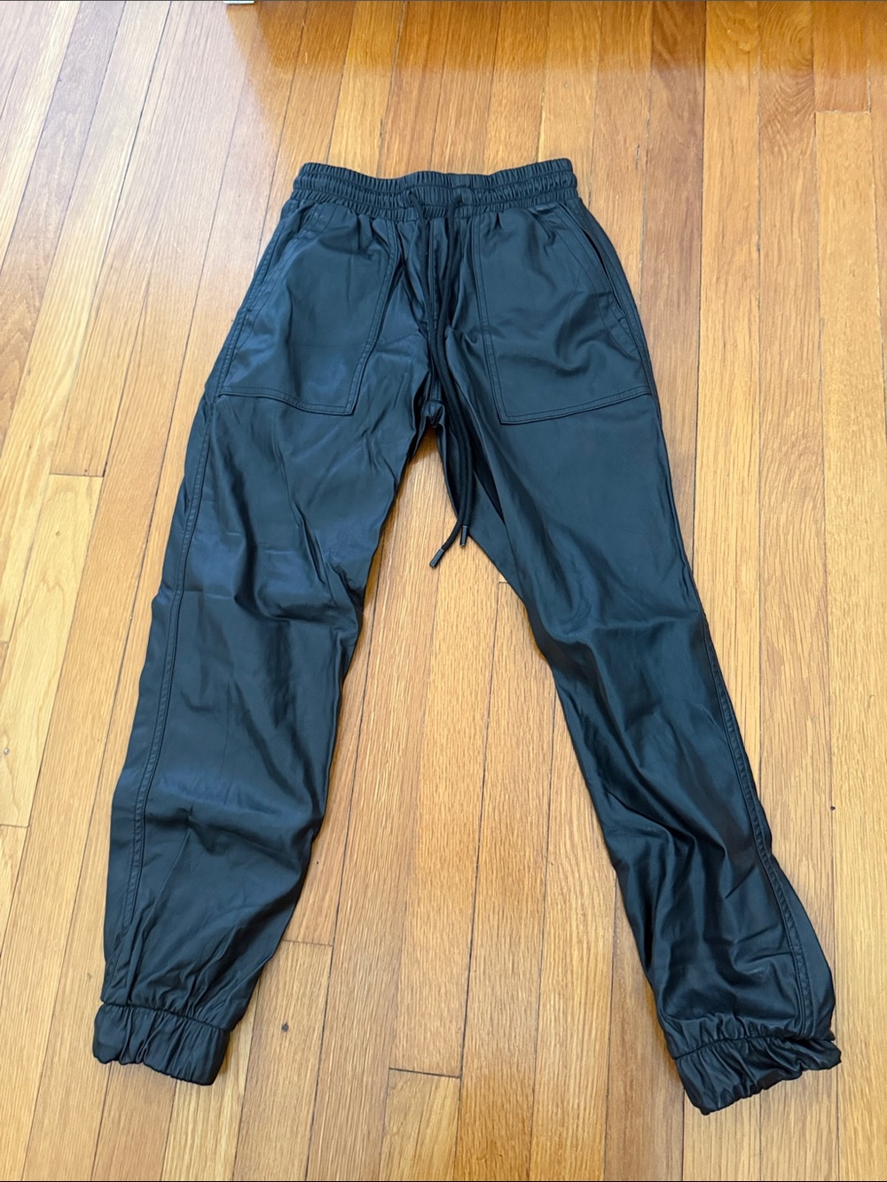 Blank NYC Women's Black Faux-Leather Jogger Pants